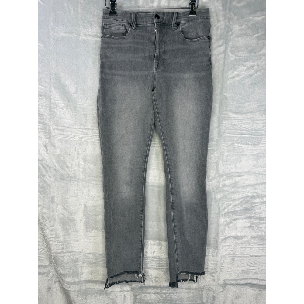 Good American Good Legs Skinny Jeans Womens 6/28 Grey Raw Hem GLSHSP419T
